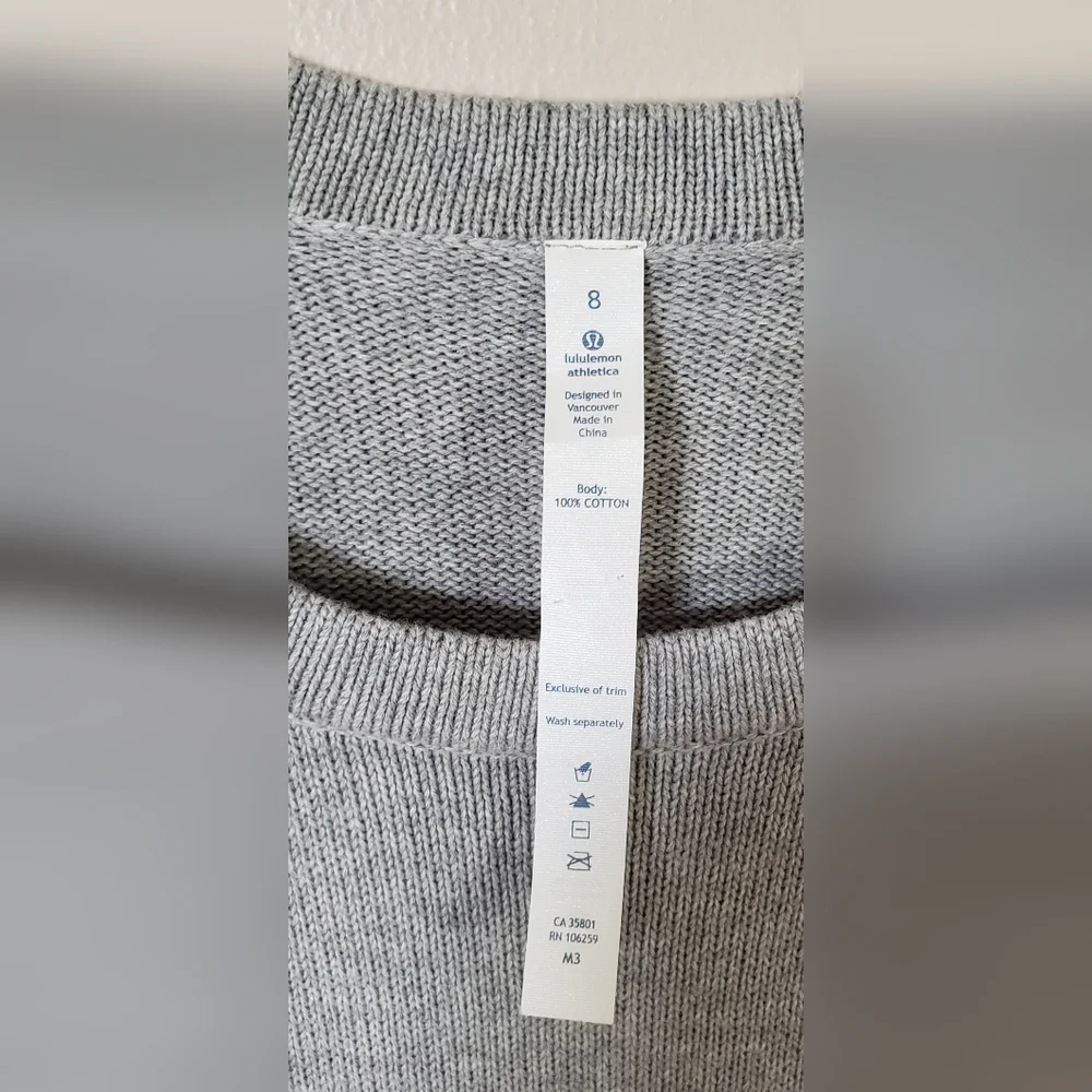 Lululemon Bhakti Reality Short Sleeve Knit Sweater Heathered Medium Gray Size 8